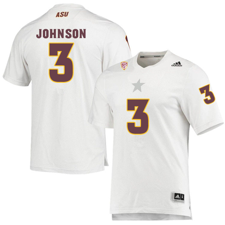 Men #3 Isaiah JohnsonArizona State Sun Devils College Football Jerseys Sale-White - Click Image to Close